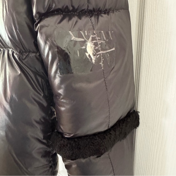 Mackage Montreal Miya black puffer jacket Shearling trim collar Small - Picture 11 of 16
